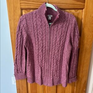 L.L. Bean Women's Purple Cable Knit Cardigan